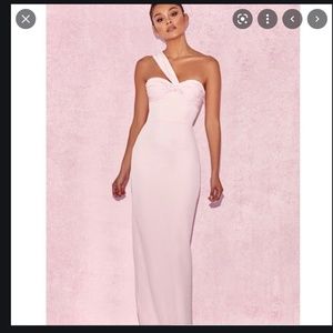 House of CB Pale Pink One-Shoulder Maxi Dress